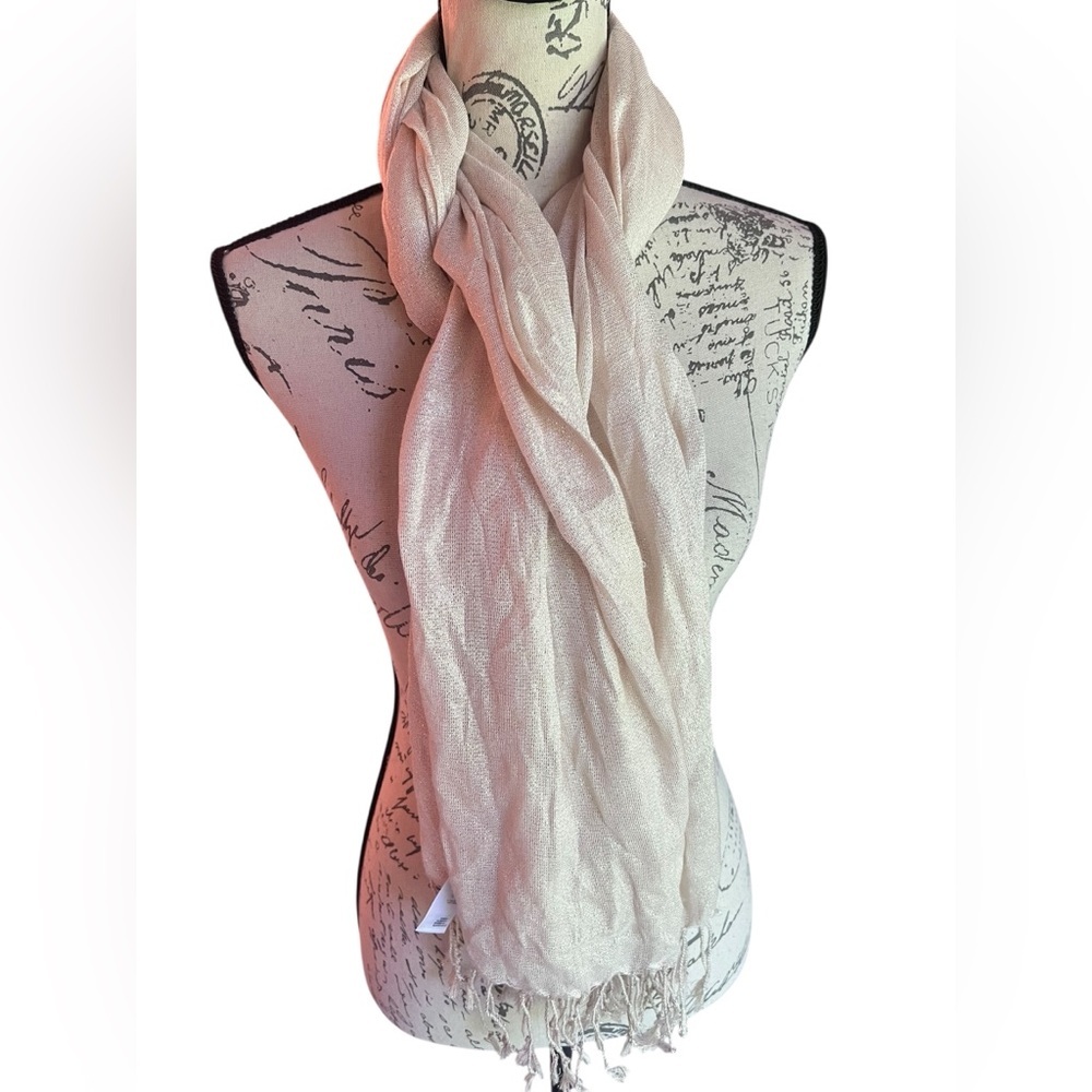 Elegant shimmering scarf, champagne 72 x 31”